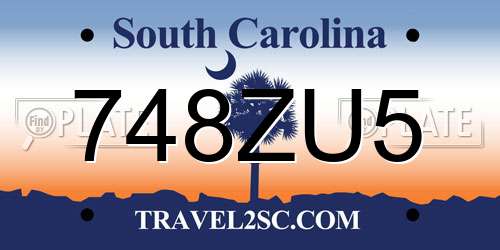 748ZU5 South Carolina License Plate