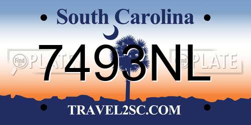 7493NL South Carolina License Plate