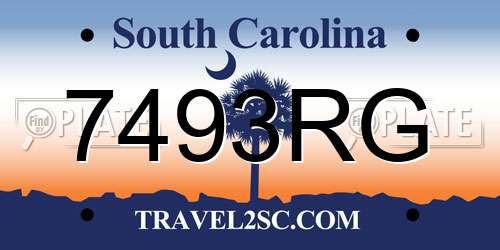 7493RG South Carolina License Plate
