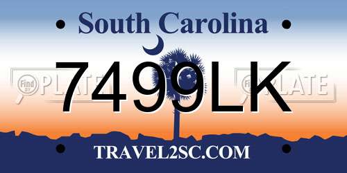 7499LK South Carolina License Plate