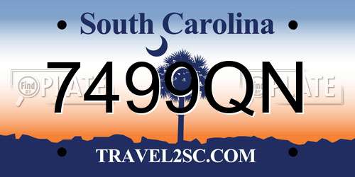 7499QN South Carolina License Plate