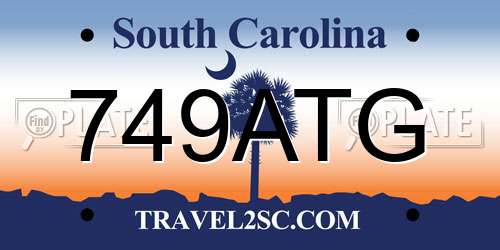 749ATG South Carolina License Plate