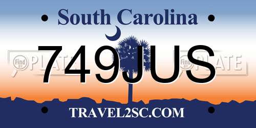 749JUS South Carolina License Plate