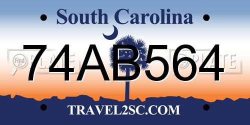 74AB564 South Carolina License Plate