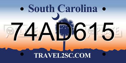 74AD615 South Carolina License Plate