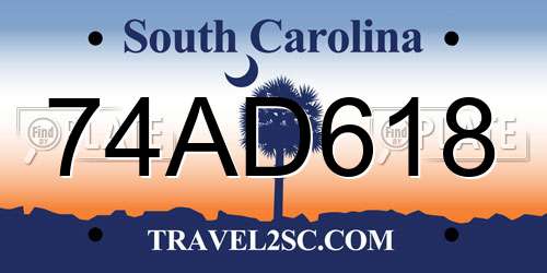 74AD618 South Carolina License Plate