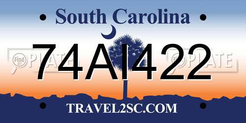 74AI422 South Carolina License Plate