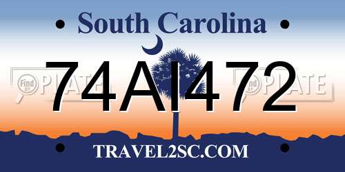74AI472 South Carolina License Plate