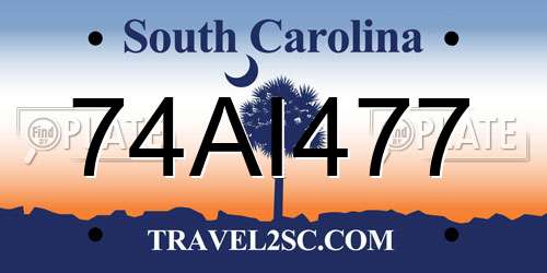 74AI477 South Carolina License Plate