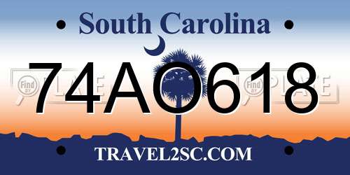 74AO618 South Carolina License Plate