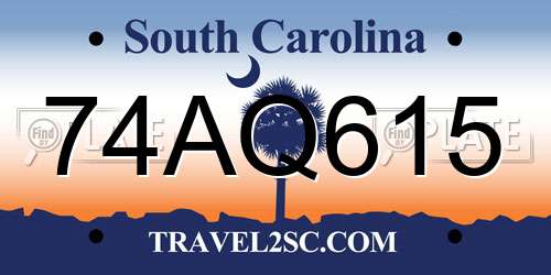 74AQ615 South Carolina License Plate