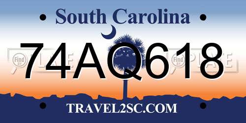 74AQ618 South Carolina License Plate