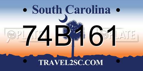74B161 South Carolina License Plate