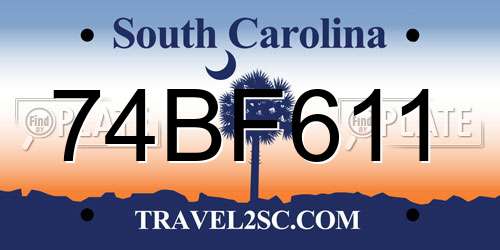 74BF611 South Carolina License Plate