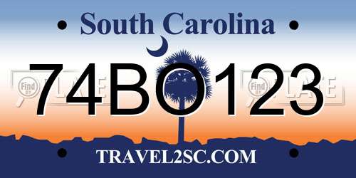 74BO123 South Carolina License Plate