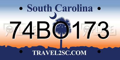 74BO173 South Carolina License Plate