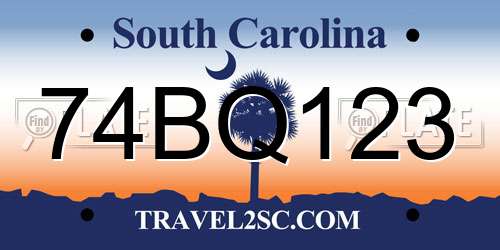 74BQ123 South Carolina License Plate