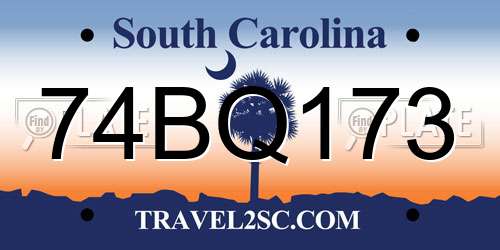 74BQ173 South Carolina License Plate