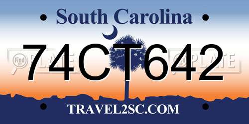 74CT642 South Carolina License Plate