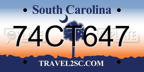 74CT647 South Carolina License Plate