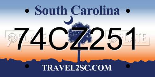 74CZ251 South Carolina License Plate