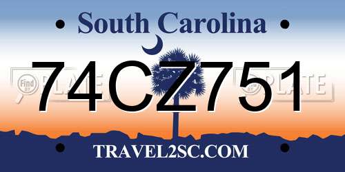 74CZ751 South Carolina License Plate