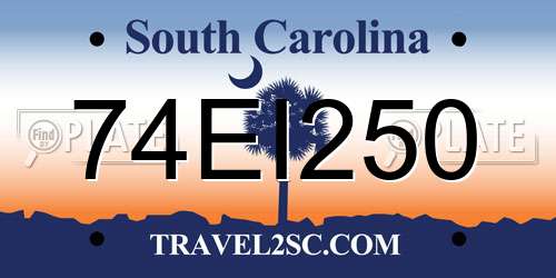 74EI250 South Carolina License Plate