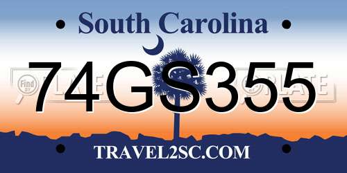74GS355 South Carolina License Plate