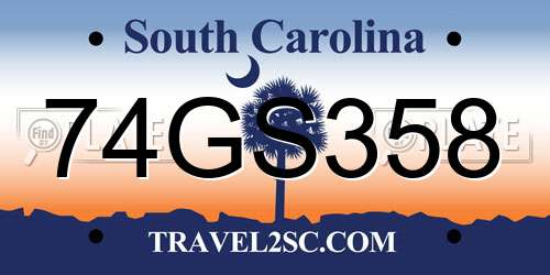 74GS358 South Carolina License Plate