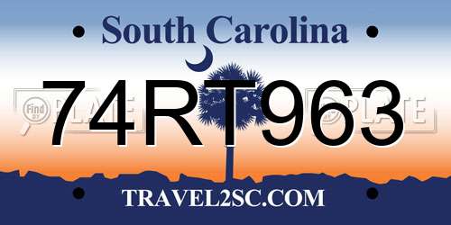 74RT963 South Carolina License Plate