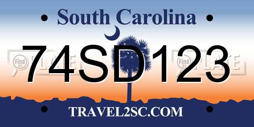 74SD123 South Carolina License Plate