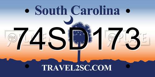 74SD173 South Carolina License Plate