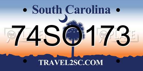 74SO173 South Carolina License Plate