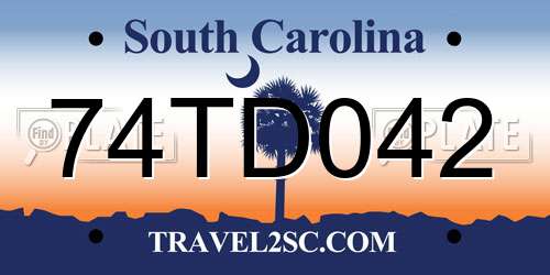 74TD042 South Carolina License Plate