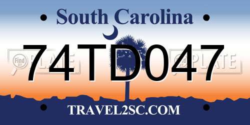 74TD047 South Carolina License Plate