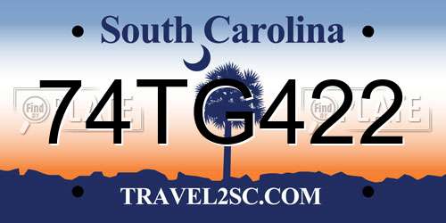 74TG422 South Carolina License Plate