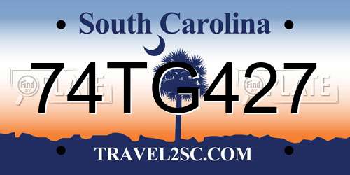 74TG427 South Carolina License Plate