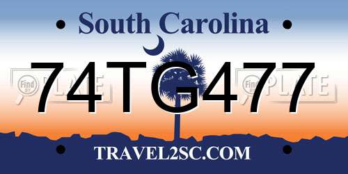 74TG477 South Carolina License Plate