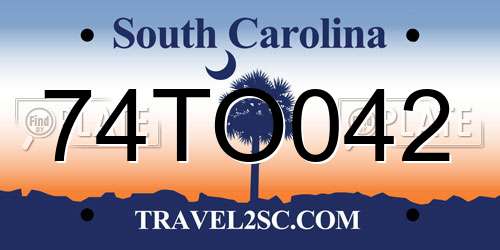 74TO042 South Carolina License Plate
