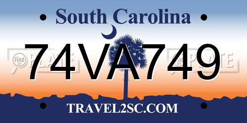 74VA749 South Carolina License Plate