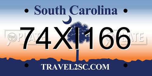 74XI166 South Carolina License Plate