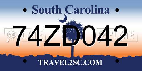 74ZD042 South Carolina License Plate
