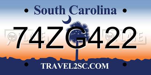 74ZG422 South Carolina License Plate