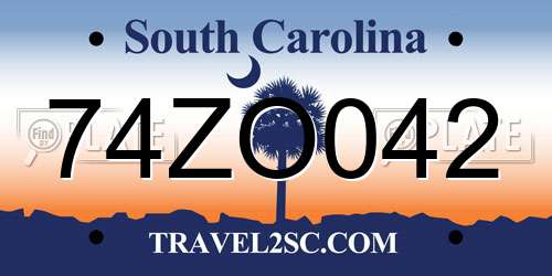 74ZO042 South Carolina License Plate