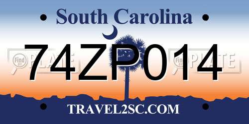 74ZP014 South Carolina License Plate