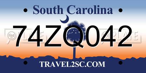 74ZQ042 South Carolina License Plate