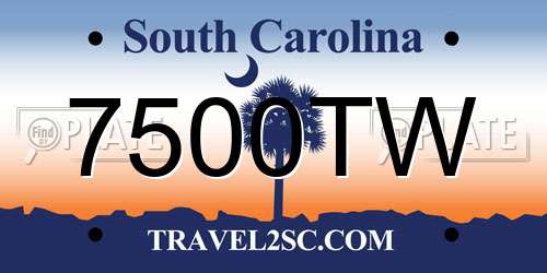7500TW South Carolina License Plate