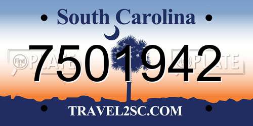 7501942 South Carolina License Plate