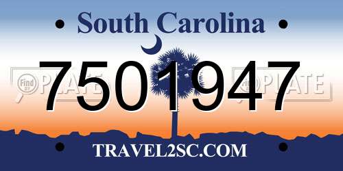 7501947 South Carolina License Plate