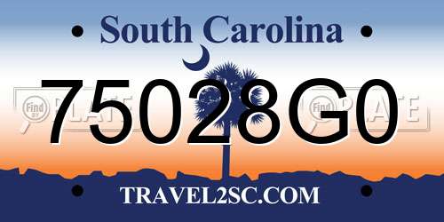 75028G0 South Carolina License Plate